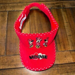 Disney Parks official Minnie Mouse Polka Dot Red Visor for adults